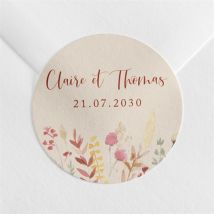 Sticker mariage Élégance Champêtre personnalisable - Couleur Beige/Multicolore - 4 cm - Monfairepart