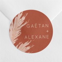 Sticker mariage Terracotta pampa personnalisable - Couleur Rouge/Rose/Orange, Beige et Blanc/Terracotta - 4 cm - Monfairepart