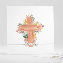 Faire-part communion Symboles et Foi - Couleur Rouge/Rose/Vert/Bleu/Jaune/Orange/Beige/Marron/Multicolore - 13,5 x 13,5 cm - Monfairepart