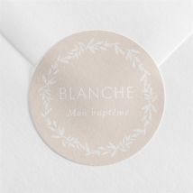 Sticker baptême Initiales d'or personnalisable - Couleur Beige et Blanc - 4 cm - Monfairepart