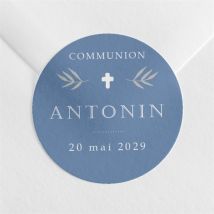 Sticker communion Bleu myosotis personnalisable - Couleur Bleu - 4 cm - Monfairepart