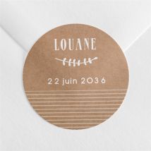 Sticker communion Première Communion personnalisable - Couleur Beige, Marron et Blanc/Kraft - 4 cm - Monfairepart