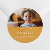 Sticker communion Jaune et Or personnalisable - Couleur Jaune - 4 cm - Monfairepart