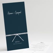 Menu mariage Belle Idylle personnalisable - Couleur Bleu et Blanc - 10 x 21 cm - Monfairepart
