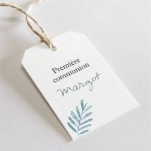 Etiquette communion Aquarelle sacrée personnalisable - Couleur Vert et Blanc - 4 x 6 cm - Monfairepart