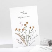 Carte de remerciement décès Bracelet et Fleurs - Couleur Rose/Vert/Beige/Marron/Blanc/Multicolore - 9,5 x 13,8 cm - Monfairepart