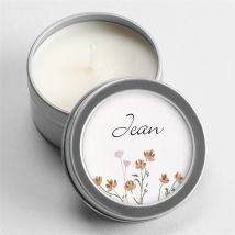 Bougie souvenir Bracelet et Fleurs personnalisable - 5 cm, 2,5 cm de hauteur - Monfairepart