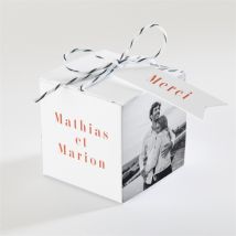 Boîte de dragées mariage Fusion personnalisable - Couleur Vert, Bleu et Blanc - 4,5 cm - Monfairepart