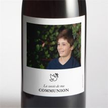 Etiquette de bouteille communion Happy personnalisable - Couleur Blanc - 9,5 x 9,5 cm - Monfairepart