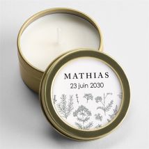 Bougie baptême Voeux et Jouy personnalisable - 5 cm et 2,5 cm de hauteur - Monfairepart