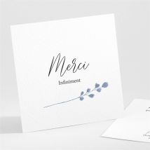 Carte de remerciement décès Présent et Mémoire carré personnalisable - Couleur Vert, Bleu et Blanc - 9,5 x 9,5 cm - Monfairepart