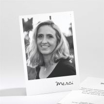 Carte de remerciement décès Souvenir portrait personnalisable - Couleur Noir et Blanc/Noir et Blanc - 9,5 x 13,8 cm - Monfairepart