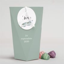 Boîte surprise mariage A l'Unisson - Couleur Vert/Bleu/Blanc/Gris - boîte de 4 x 4 cm d'épaisseur et 11 cm de hauteur - Monfairepart