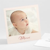 Remerciement baptême Lovely Vintage personnalisable - Couleur Rouge/Rose et Beige, Noir et Blanc - 9,5 x 9,5 cm - Monfairepart