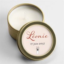 Bougie baptême Lovely Vintage personnalisable - 5 cm et 2,5 cm de hauteur - Monfairepart