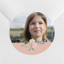 Sticker communion Rose tendre personnalisable - 4 cm - Monfairepart