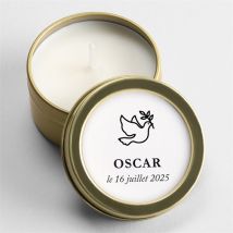 Bougie communion Happy personnalisable - 5 cm et 2,5 cm de hauteur - Monfairepart