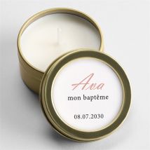 Bougie baptême Un Jour Merveilleux personnalisable - 5 cm et 2,5 cm de hauteur - Monfairepart