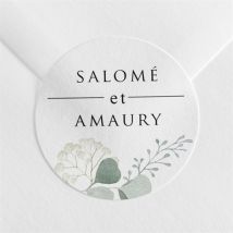 Sticker mariage Bonheur personnalisable - Couleur Vert et Beige, Marron et Blanc - 4 cm - Monfairepart