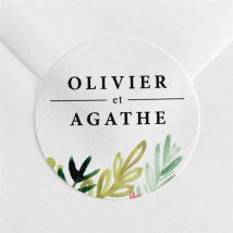 Sticker mariage Fraîcheur champêtre personnalisable - Couleur Rose, Vert, Jaune et Blanc - 4 cm - Monfairepart