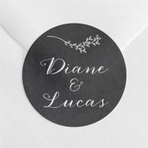 Sticker mariage Retro original personnalisable - Couleur Noir et Blanc/Noir - 4 cm - Monfairepart
