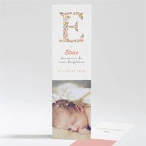 Signet baptême Initiales à motifs personnalisable - Couleur Rose, Vert et Beige, Blanc et Gris - 5,4 x 19,4 cm - Monfairepart