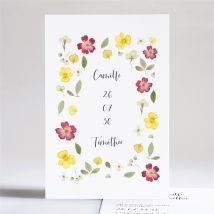 Faire-part mariage Aquarelle de fleurs séchées - Couleur Rouge/Rose/Vert/Jaune/Beige/Blanc/Multicolore - 14,5 x 21 cm - Monfairepart