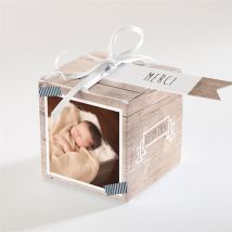 Boîte de dragées baptême Marque page kraft personnalisable - Couleur Beige - 4,5 cm - Monfairepart