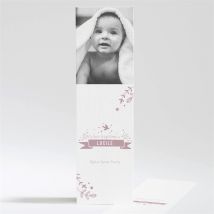 Signet baptême En beaux reliefs personnalisable - Couleur Rose, Blanc et Gris - 5,4 x 19,4 cm - Monfairepart