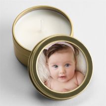 Bougie baptême Maison du baptême ! or personnalisable - 5 cm et 2,5 cm de hauteur - Monfairepart