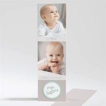 Signet baptême Jolie frimousse personnalisable - Couleur Gris - 5,4 x 19,4 cm - Monfairepart