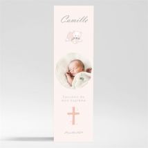 Signet baptême Mon petit Marque Page Magnet personnalisable - Couleur Rose et Beige, Blanc et Gris - 5,4 x 19,4 cm - Monfairepart