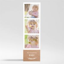 Signet baptême Pele mele photo Magnet personnalisable - Couleur Beige, Marron et Blanc/Kraft - 5,4 x 19,4 cm - Monfairepart