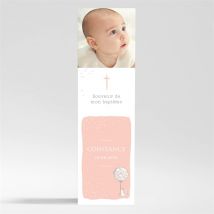 Signet baptême Petit Lapin Baptême Magnet personnalisable - Couleur Rouge/Rose et Beige, Blanc et Gris - 5,4 x 19,4 cm - Monfairepart