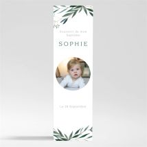 Signet baptême Jolie annonce Champêtre Magnet personnalisable - Couleur Vert/Bleu, Blanc et Gris - 5,4 x 19,4 cm - Monfairepart