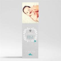 Signet baptême Découpe originale Magnet personnalisable - Couleur Vert, Blanc et Gris - 5,4 x 19,4 cm - Monfairepart