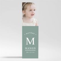 Signet baptême Annonce en or Magnet personnalisable - Couleur Vert/Bleu, Blanc et Gris - 5,4 x 19,4 cm - Monfairepart