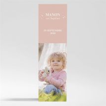 Signet baptême Rose thé Magnet personnalisable - Couleur Rose - 5,4 x 19,4 cm - Monfairepart