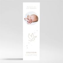Signet baptême Envolée minimaliste Magnet personnalisable - Couleur Beige, Marron et Blanc - 5,4 x 19,4 cm - Monfairepart