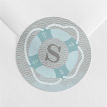 Sticker baptême Baptême scandinave personnalisable - Couleur Bleu et Gris - 4 cm - Monfairepart