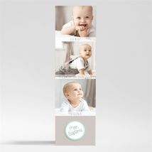 Signet baptême Jolie frimousse Magnet personnalisable - Couleur Gris - 5,4 x 19,4 cm - Monfairepart