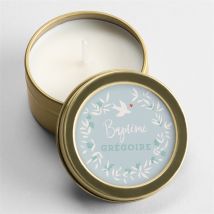 Bougie baptême Colombe en folie personnalisable - 5 cm et 2,5 cm de hauteur - Monfairepart