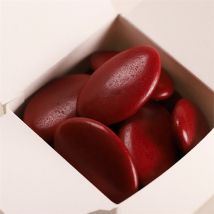 Dragées baptême chocolat rouge bordeaux