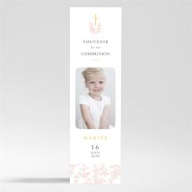 Signet communion Gravures végétales Magnet personnalisable - Couleur Rose, Blanc et Gris - 5,4 x 19,4 cm - Monfairepart