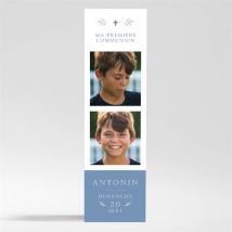 Signet communion Bleu myosotis Magnet personnalisable - Couleur Bleu et Blanc - 5,4 x 19,4 cm - Monfairepart