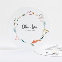 Menu mariage Art Champêtre rond - 13,5 x 13,5 cm - Monfairepart