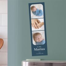 Faire-part naissance Mon premier Photomaton personnalisable - Couleur Bleu - 5,3 x 19,4 cm - Monfairepart
