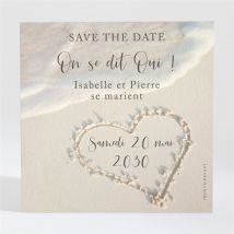 Save the Date mariage Dans le Sable personnalisable - Couleur Beige - 9,5 x 9,5 cm - Monfairepart