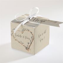 Boîte de dragées mariage Dans le Sable personnalisable - Couleur Beige - 4,5 cm - Monfairepart