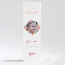 Signet communion Couronne aquarelle personnalisable - Couleur Rose et Blanc - 5,4 x 19,4 cm - Monfairepart